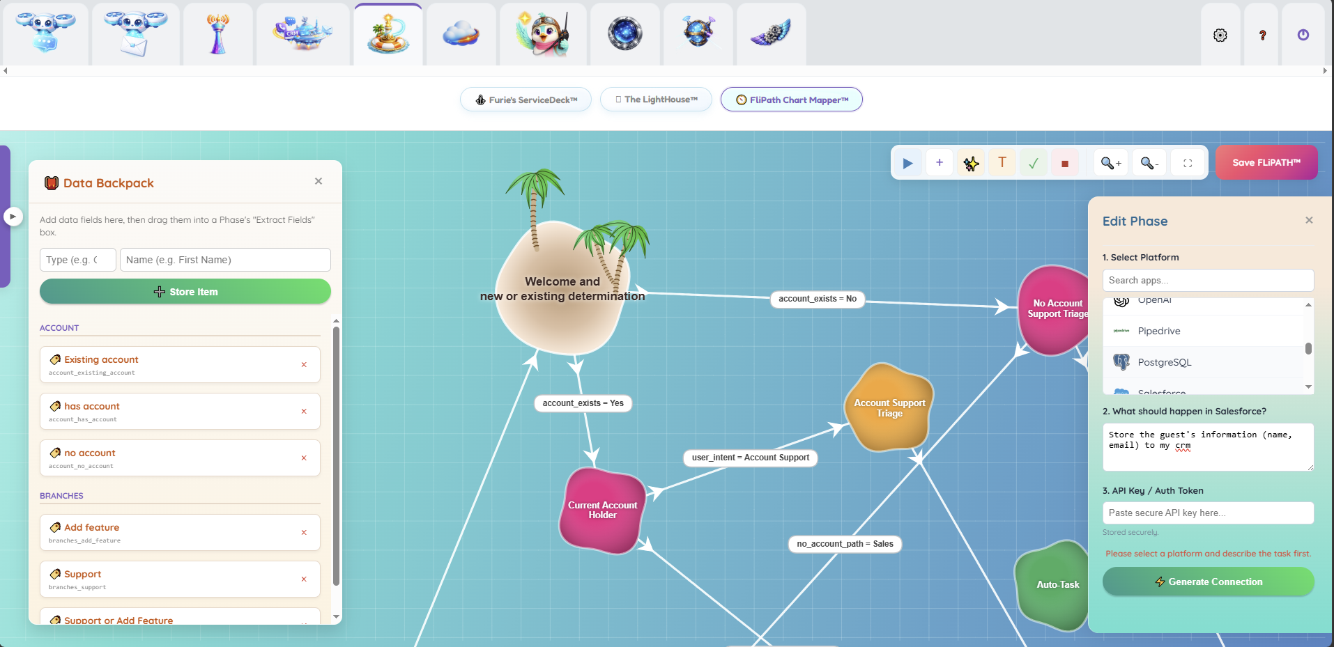 Furie Drag and Drop Visual Chatbot Builder